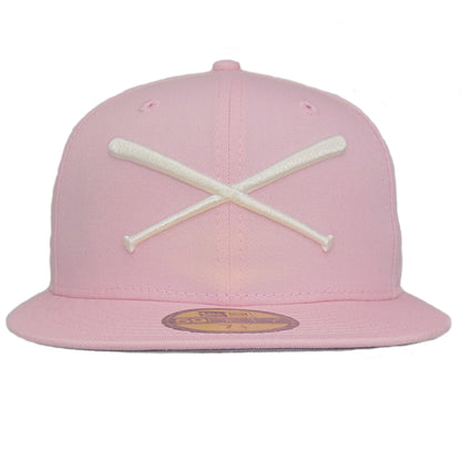 JustFitteds Crossed Bats Logo New Era 59FIFTY Cap Pink Chrome