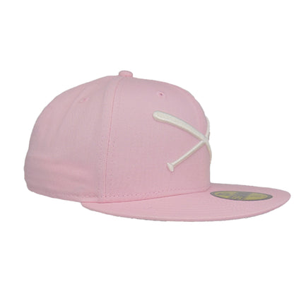 JustFitteds Crossed Bats Logo New Era 59FIFTY Cap Pink Chrome