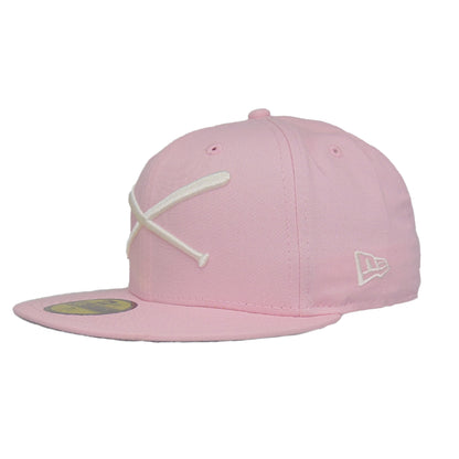 JustFitteds Crossed Bats Logo New Era 59FIFTY Cap Pink Chrome