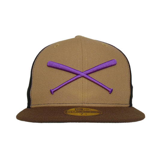 JustFitteds Crossed Bats Logo New Era 59FIFTY Khaki Black