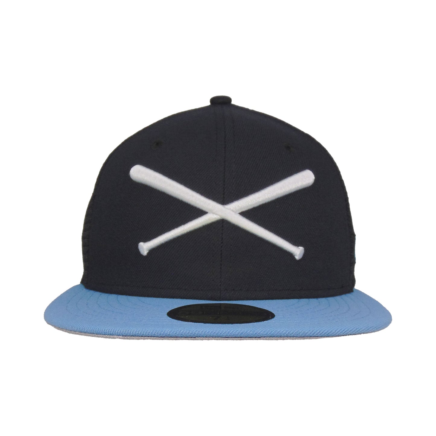 JustFitteds Crossed Bats Logo New Era 59FIFTY Trucker Navy Sky