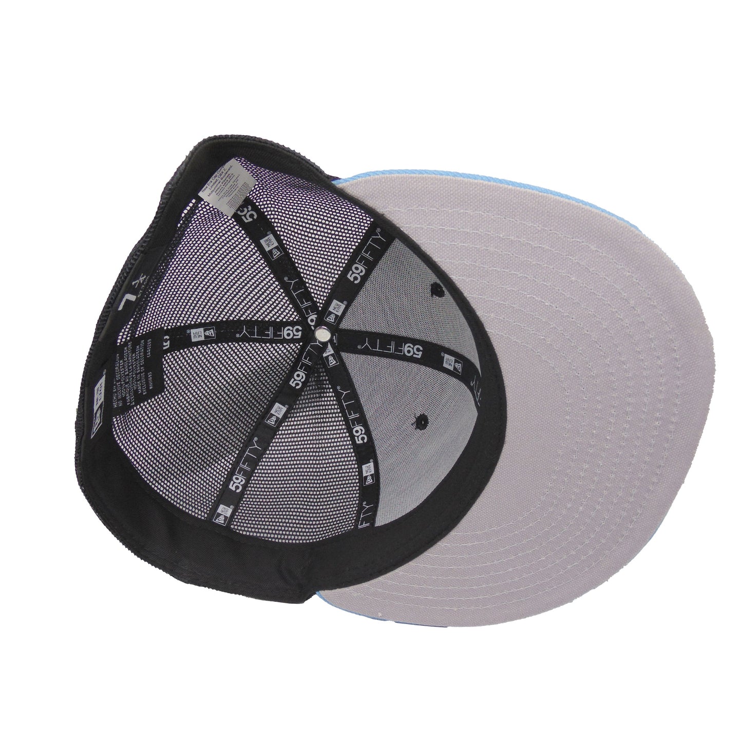 JustFitteds Crossed Bats Logo New Era 59FIFTY Trucker Navy Sky