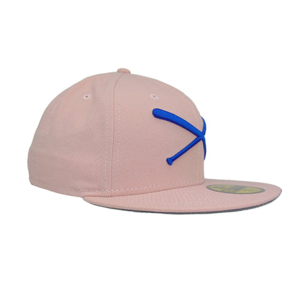 JustFitteds Crossed Bats Logo New Era 59FIFTY Cap Pink Royal Blue