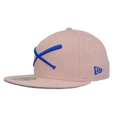 JustFitteds Crossed Bats Logo New Era 59FIFTY Cap Pink Royal Blue