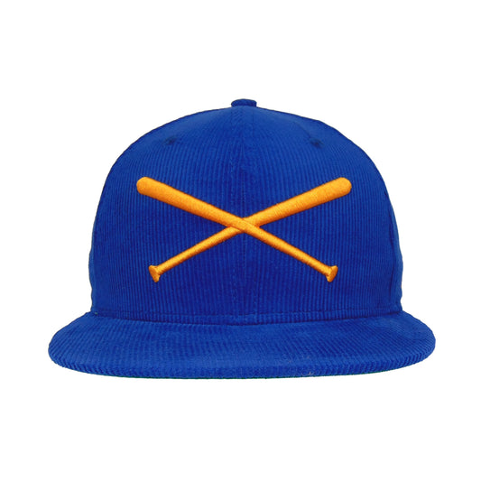JustFitteds Crossed Bats 59FIFTY New Era Cap Corduroy Royal