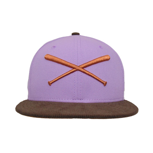 JustFitteds Crossed Bats Logo New Era 59FIFTY Lavender Canvas