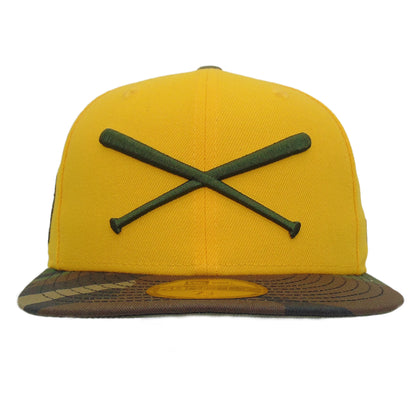 JustFitteds Crossed Bats New Era 59FIFTY Cap Gold Camo