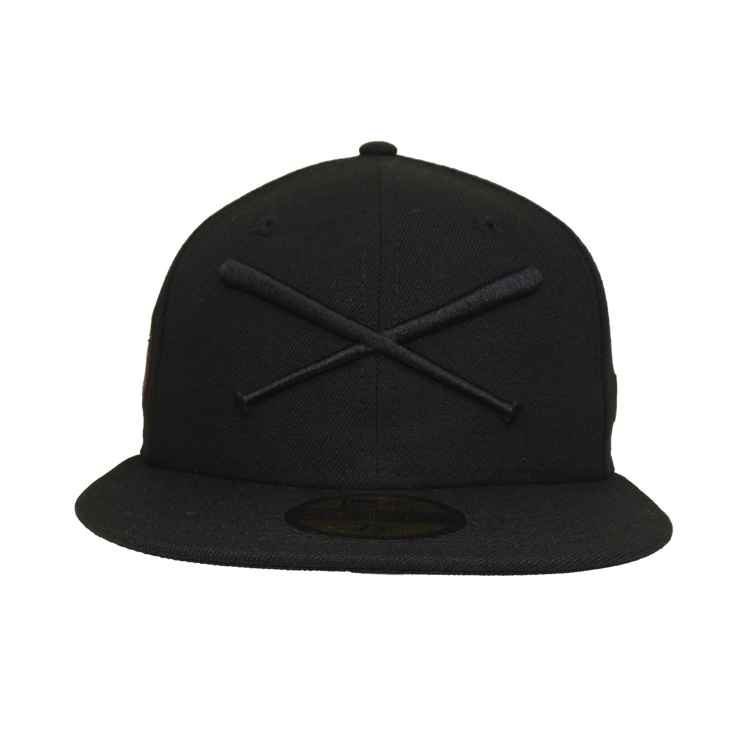 JustFitteds Crossed Bats Logo New Era 59FIFTY Cap Blackout Sheep black Front View