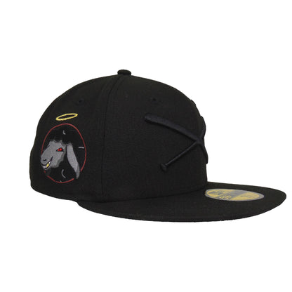 JustFitteds Crossed Bats Logo New Era 59FIFTY Cap Blackout Sheep black Side View