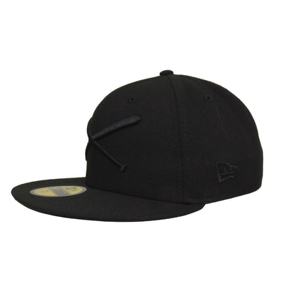 JustFitteds Crossed Bats Logo New Era 59FIFTY Cap Blackout Sheep black Back View