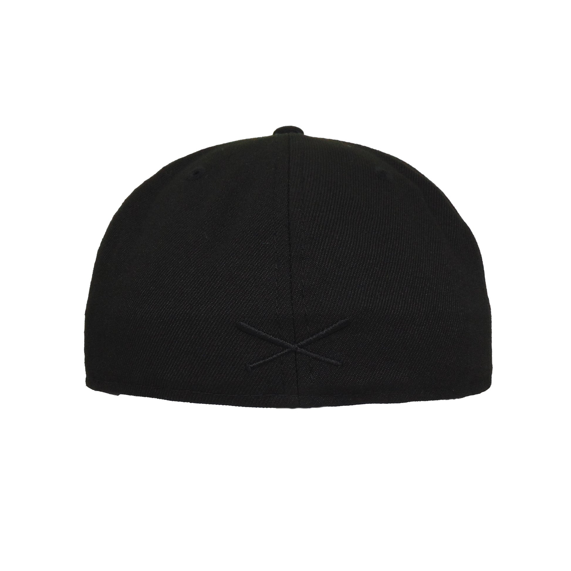 JustFitteds Crossed Bats Logo New Era 59FIFTY Cap Blackout Sheep black Undervisor View