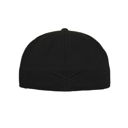 JustFitteds Crossed Bats Logo New Era 59FIFTY Cap Blackout Sheep black Undervisor View