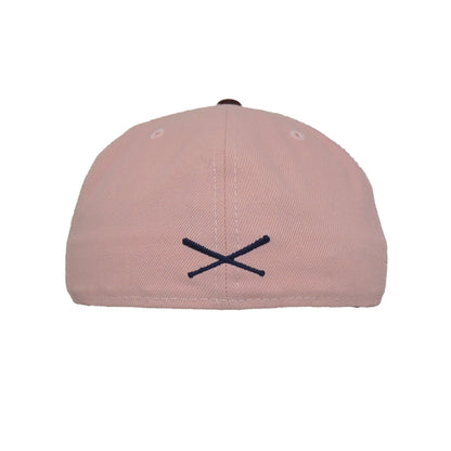 JustFitteds Crossed Bats Logo New Era 59FIFTY Cap Pink Brown pink
brown Back View