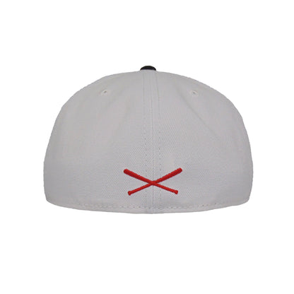 JustFitteds Crossed Bats Logo New Era 59FIFTY Cap White Gray white
grey Back View