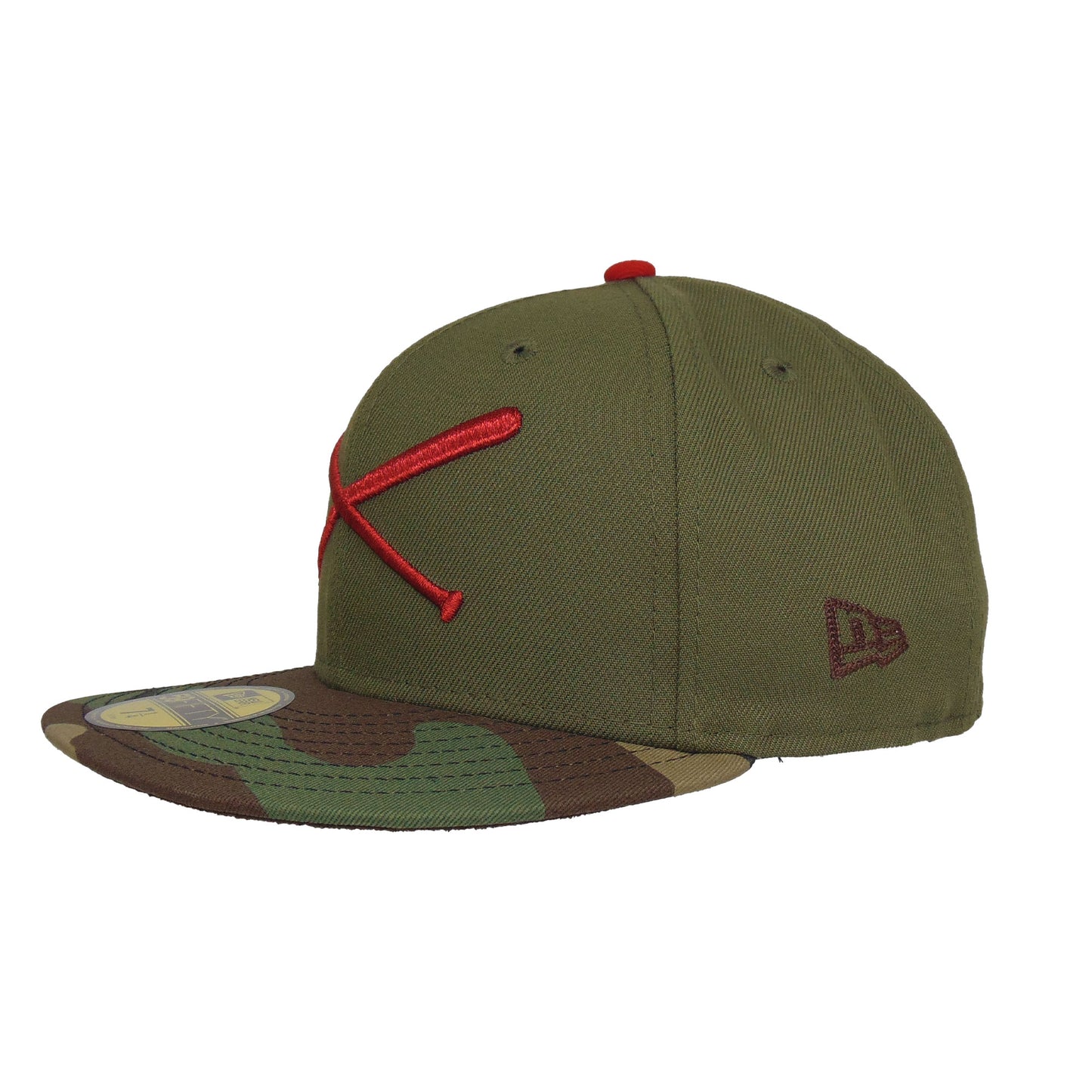 JustFitteds Crossed Bats Logo New Era 59FIFTY Cap Olive WDL