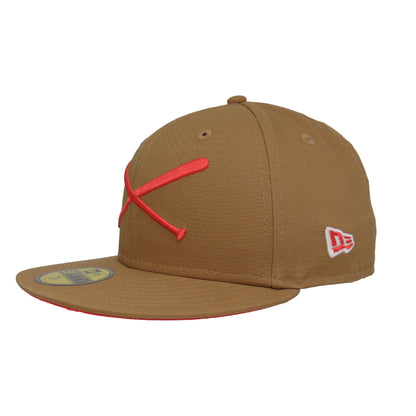 JustFitteds Crossed Bats Logo New Era 59FIFTY Cap Khaki Pink khaki
hotpink Side View