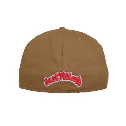 JustFitteds Crossed Bats Logo New Era 59FIFTY Cap Khaki Pink khaki
hotpink Back View