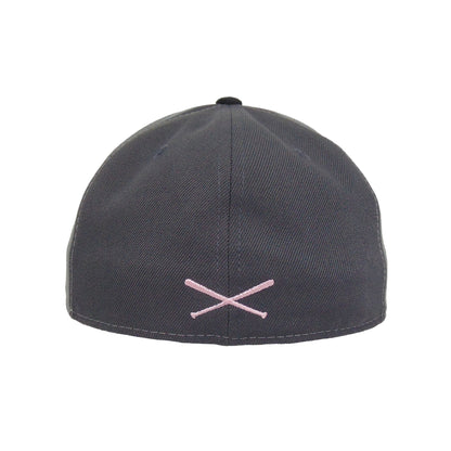 JustFitteds Crossed Bats Logo New Era 59FIFTY Cap AM95 Pink grey Back View