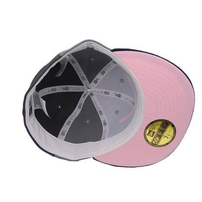 JustFitteds Crossed Bats Logo New Era 59FIFTY Cap AM95 Pink grey Undervisor View