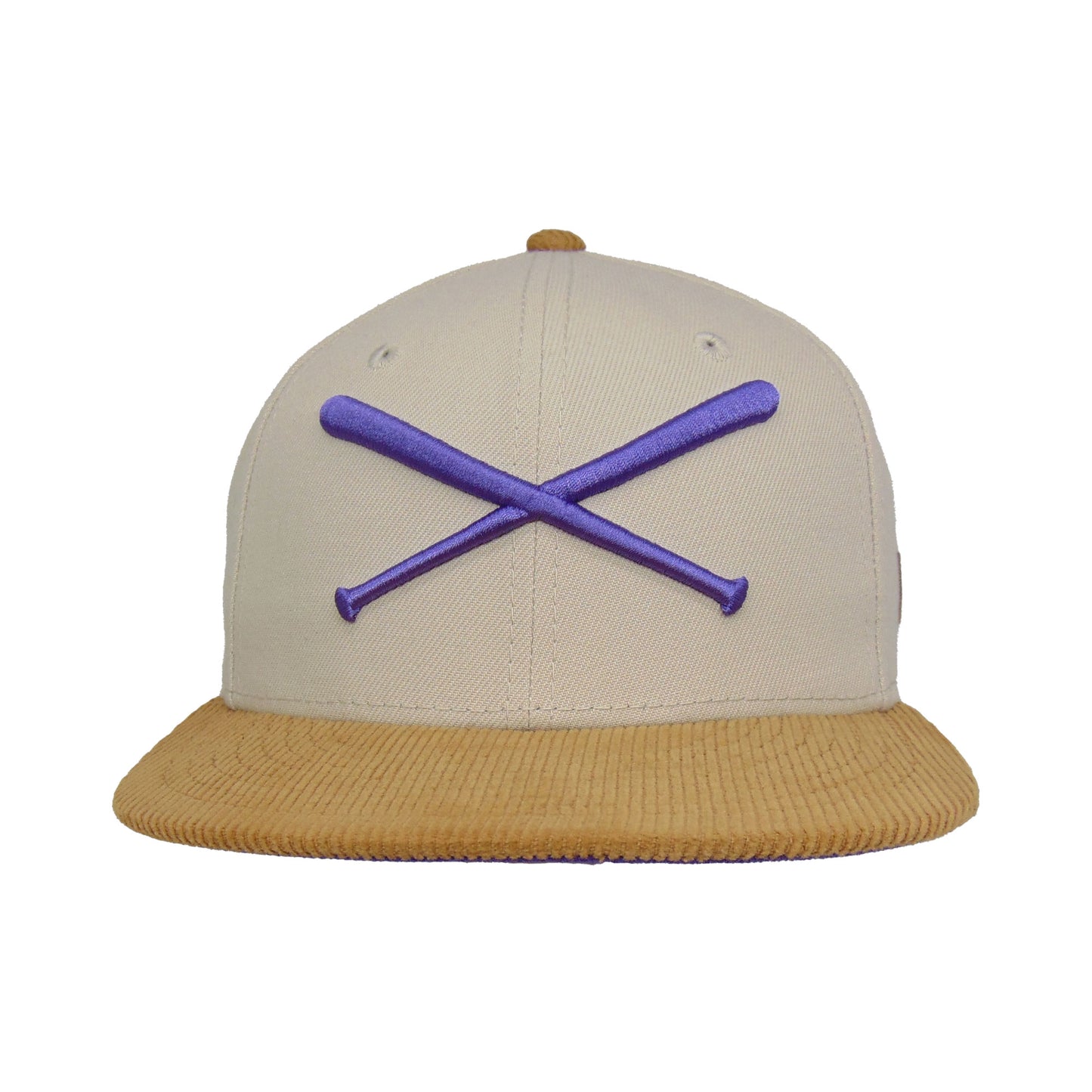 JustFitteds Crossed Bats Logo New Era 59FIFTY Cap Stone Wheat