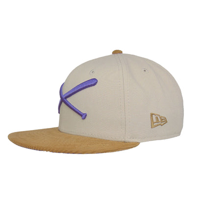 JustFitteds Crossed Bats Logo New Era 59FIFTY Cap Stone Wheat stone
wheat
purple Side View