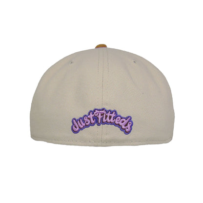 JustFitteds Crossed Bats Logo New Era 59FIFTY Cap Stone Wheat stone
wheat
purple Back View
