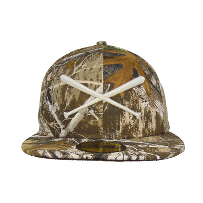 JustFitteds Crossed Bats Logo New Era 59FIFTY Cap Realtree Edge Realtree Edge Camo Front View