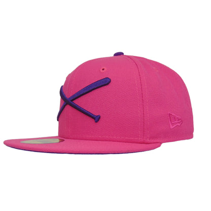 JustFitteds Crossed Bats Logo New Era 59FIFTY Cap Beetroot Purple