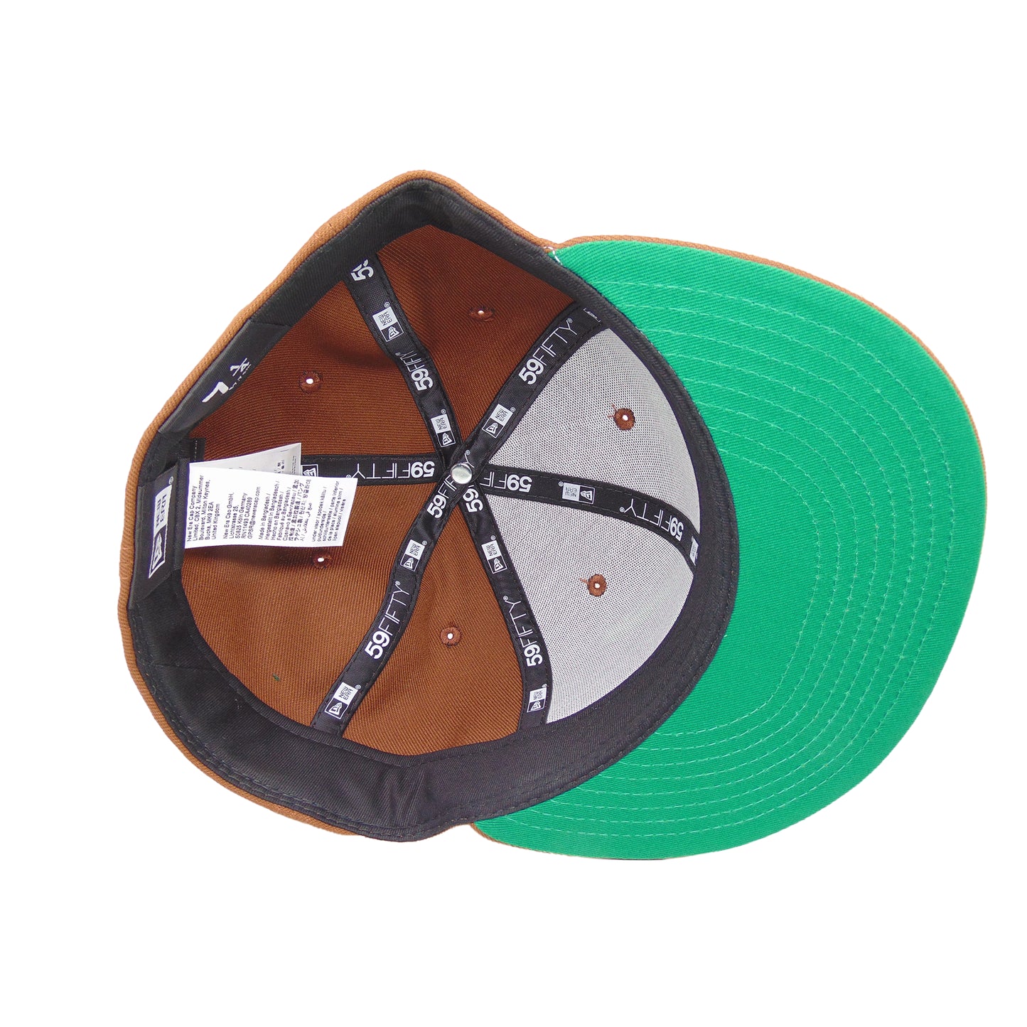 JustFitteds Crossed Bats Logo New Era 59FIFTY Cap Brown Action Green