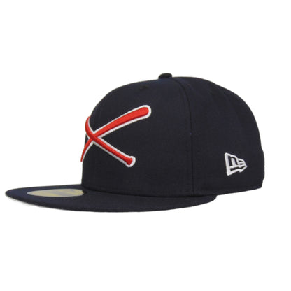 JustFitteds Crossed Bats Logo New Era 59FIFTY Cap Navy Red White