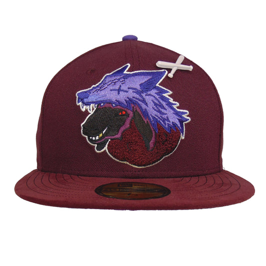 JustFitteds False Flag New Era 59FIFTY Cap Maroon Purple