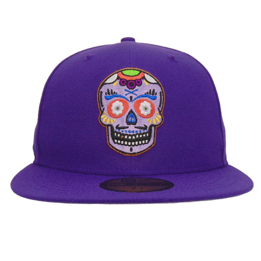 JustFitteds Sugar Skull New Era 59FIFTY Cap Deep Purple Lavender