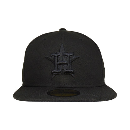 Houston Astros Custom New Era 59FIFTY Cap Blackout black 
grey Front View