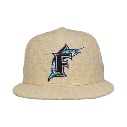 Florida Marlins world exclusive New Era 59FIFTY Cap Straw wheat Front View