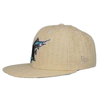 Florida Marlins world exclusive New Era 59FIFTY Cap Straw wheat Side View