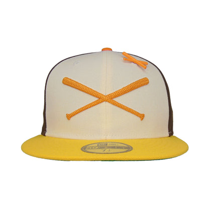 JustFitteds Heritage Collection Crossed Bats 59FIFTY New Era Cap Padres brown
chrome
yellow Front View