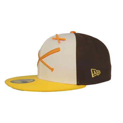 JustFitteds Heritage Collection Crossed Bats 59FIFTY New Era Cap Padres brown
chrome
yellow Side View