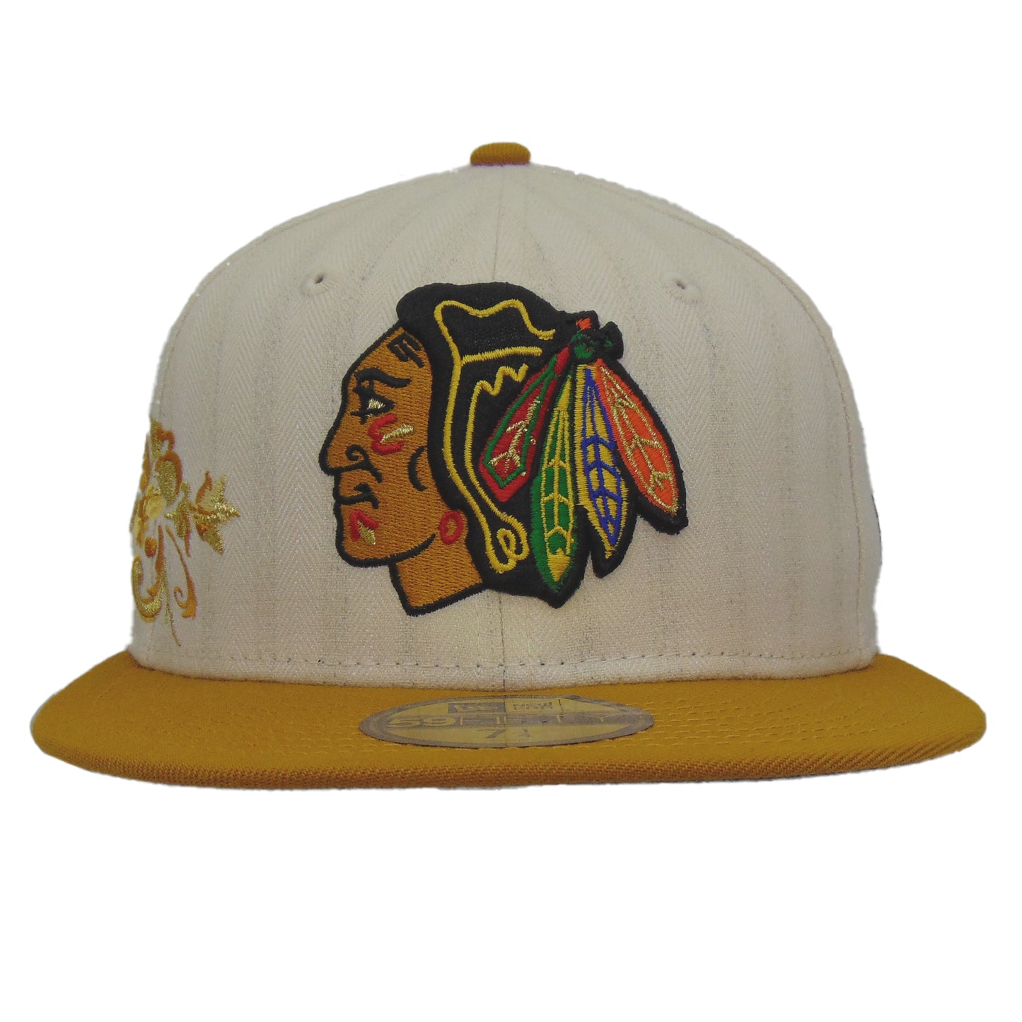 Chicago Blackhawks 5950 Day New Era 59FIFTY Cap Chrome Wheat