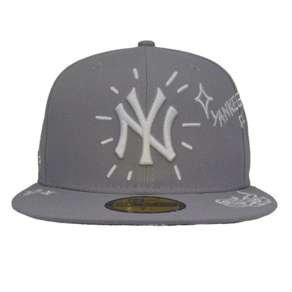 New York Yankees 59FIFTY Scribble Grey Front View