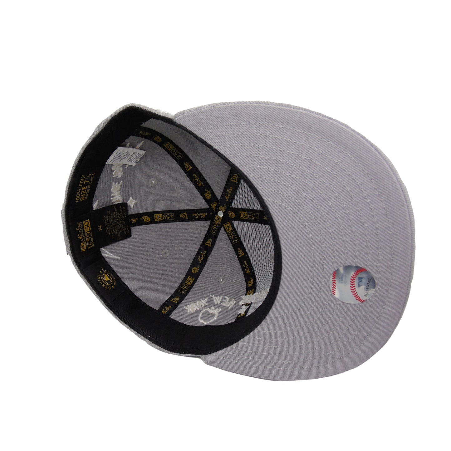 New York Yankees 59FIFTY Scribble Grey Bottom View