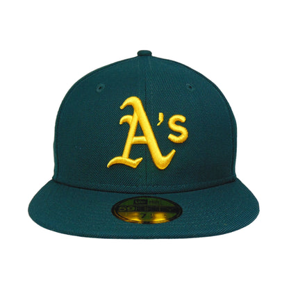 Oakland Athletics Custom New Era 59FIFTY Cap Game 2006 wool green
yellow Front View