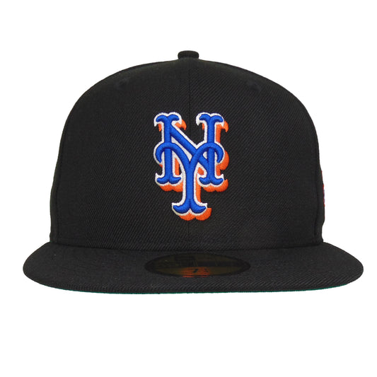 New York Mets Custom New Era 59FIFTY Cap Black Wool WS86 black Front View