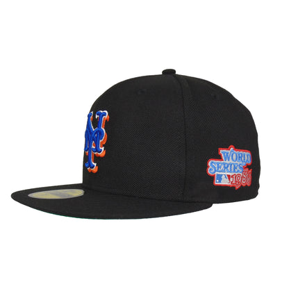 New York Mets Custom New Era 59FIFTY Cap Black Wool WS86 black Side View