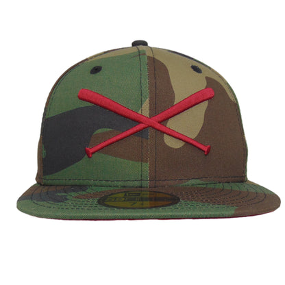 JustFitteds Crossed Bats 59FIFTY New Era Cap Camo Red
