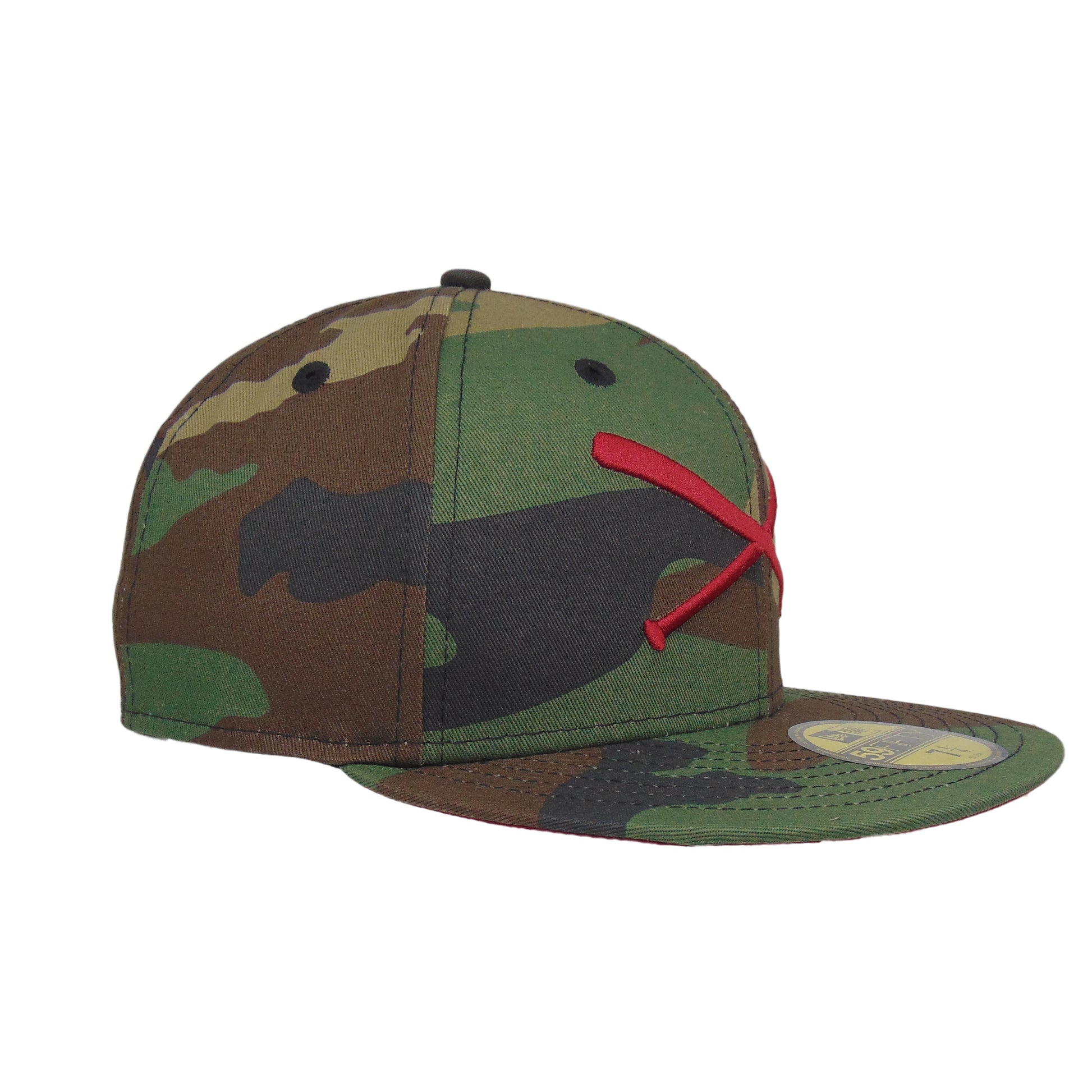 JustFitteds Crossed Bats 59FIFTY New Era Cap Camo Red