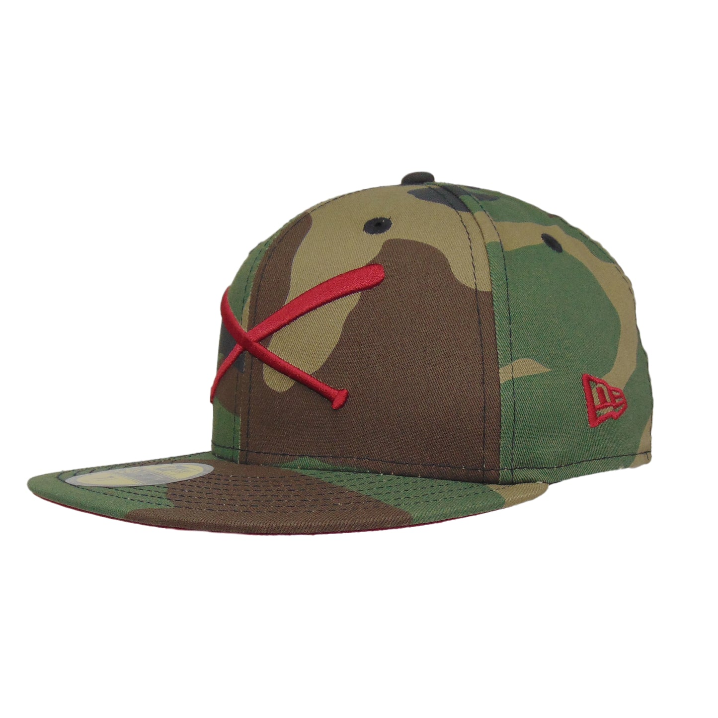 JustFitteds Crossed Bats 59FIFTY New Era Cap Camo Red