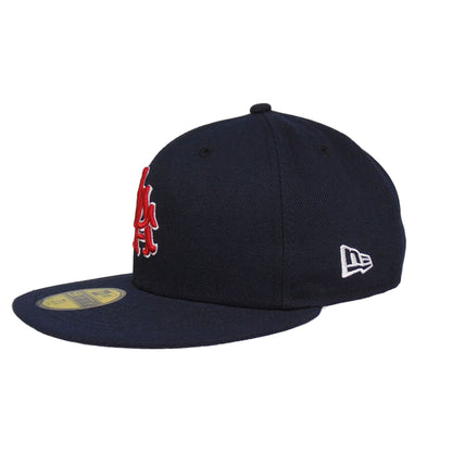 Los Angeles Angels Custom New Era 59FIFTY Cap Navy Red navy Side View