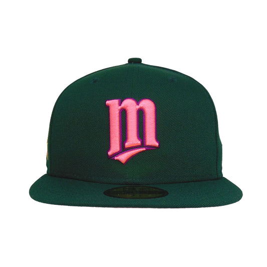 Minnesota Twins Custom New Era 59FIFTY Cap Dark Green Pink