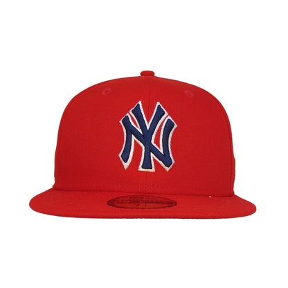 New York Yankees Custom New Era 59FIFTY Cap Red red Front View