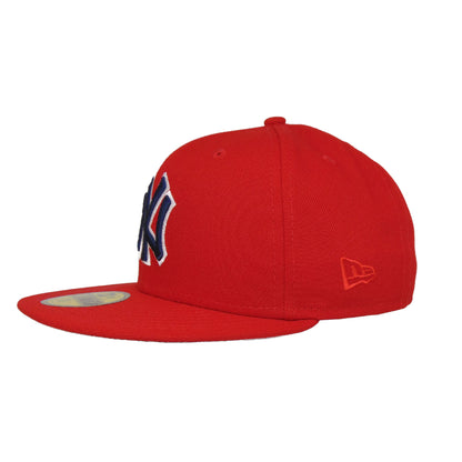 New York Yankees Custom New Era 59FIFTY Cap Red red Side View